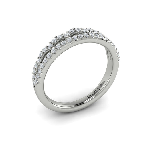14K White Gold Diamond Stackable Womens Wedding Band