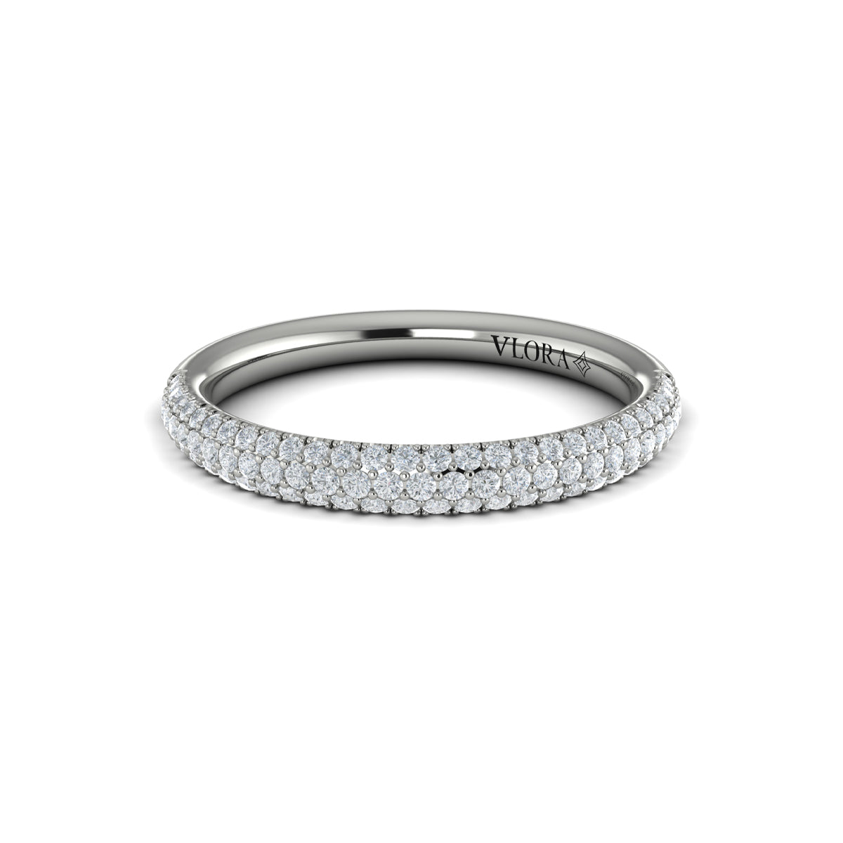 14K White Gold Diamond Stackable Wedding Band for Women