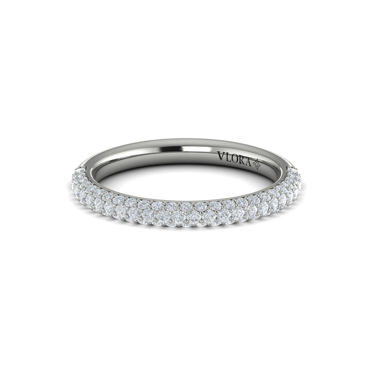 14K White Gold Diamond Stackable Wedding Band