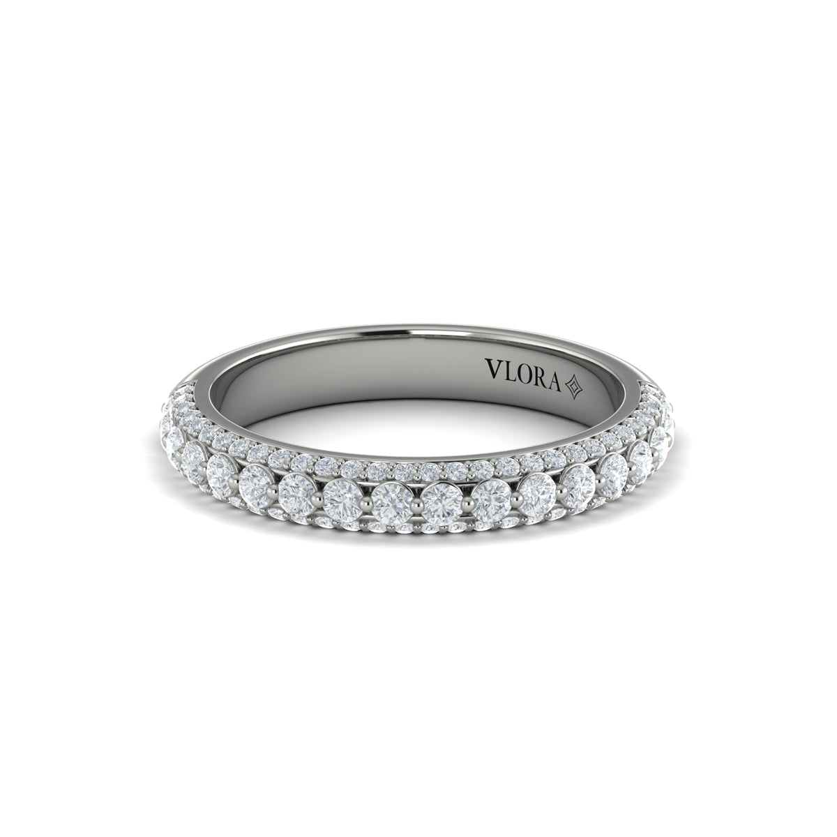 14K White Gold Diamond Stackable Wedding Band