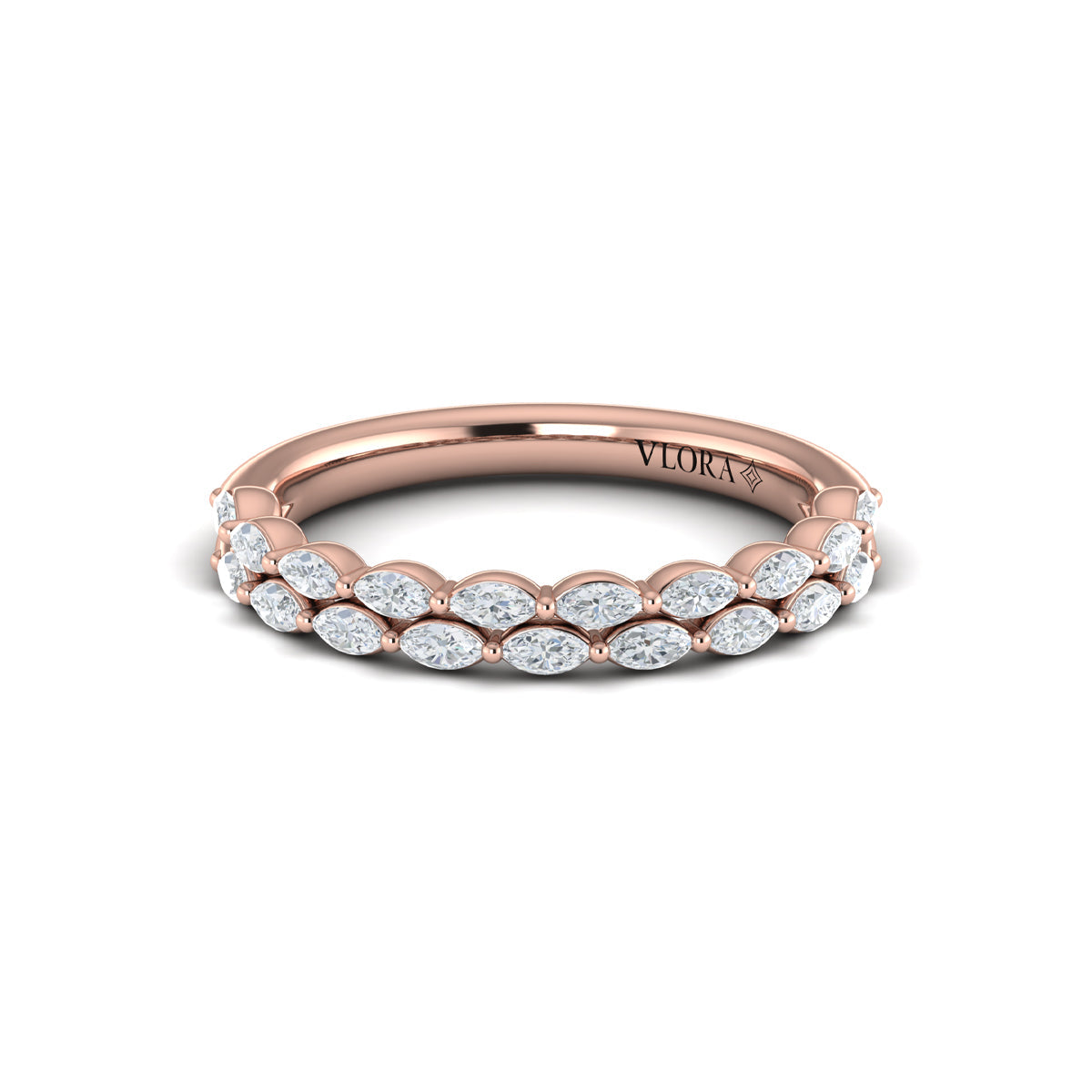 14kt Rose Gold Diamond Stackable Womens Wedding Band