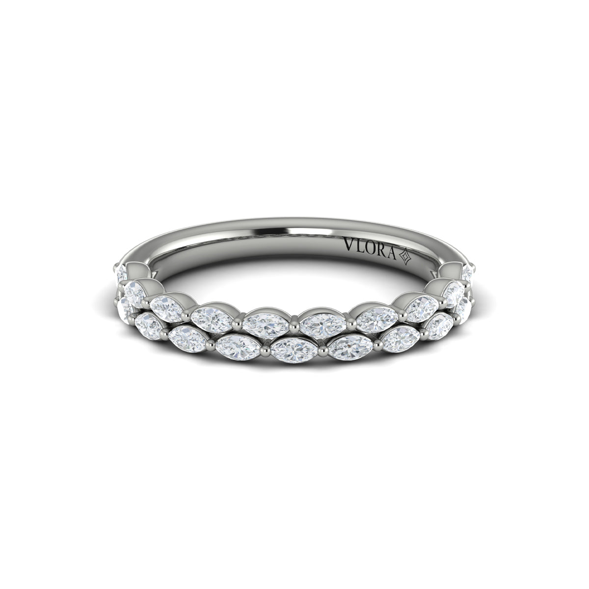 14K White Gold 0.76ctw Diamond Stackable Wedding Band