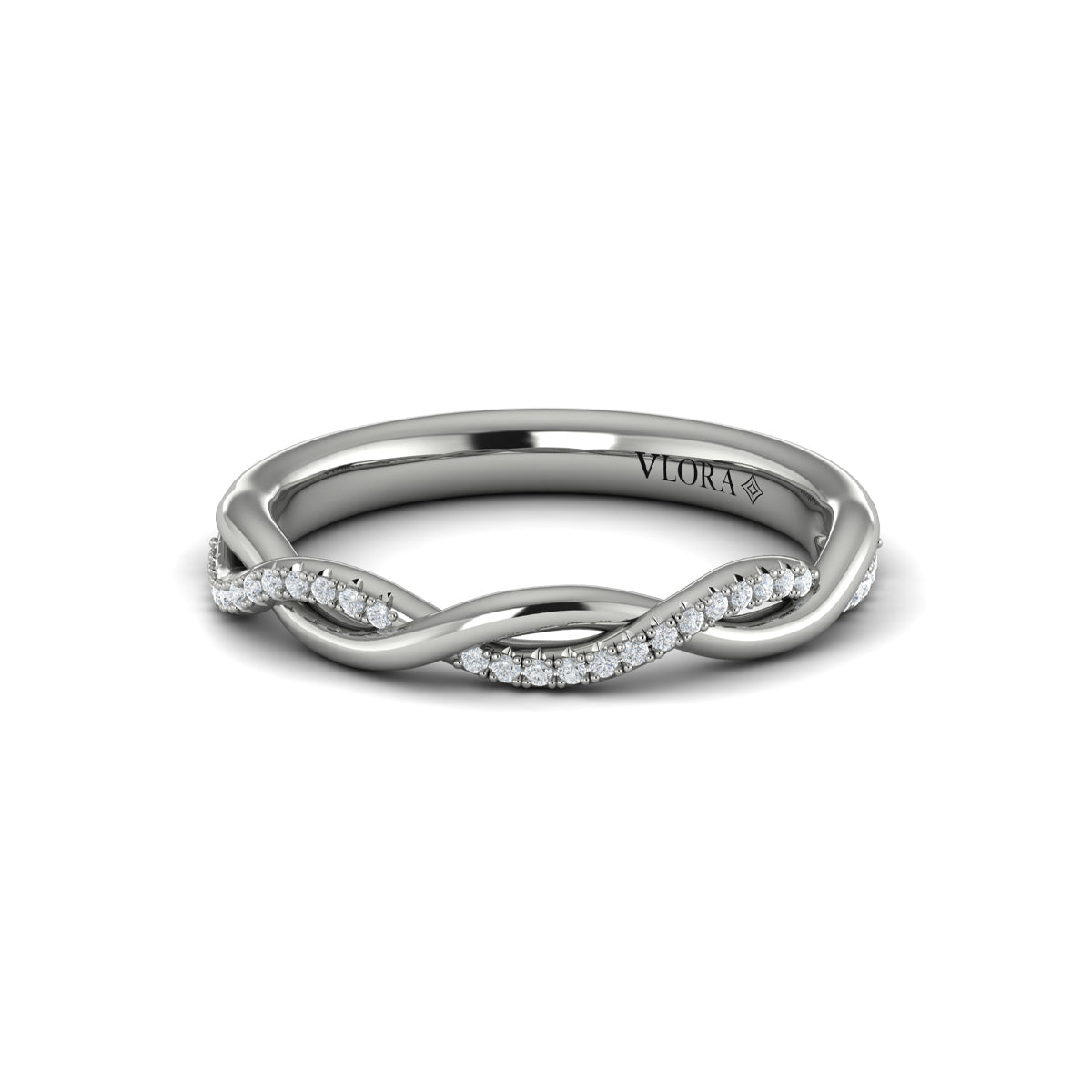 14K White Gold Diamond Stackable Wedding Band