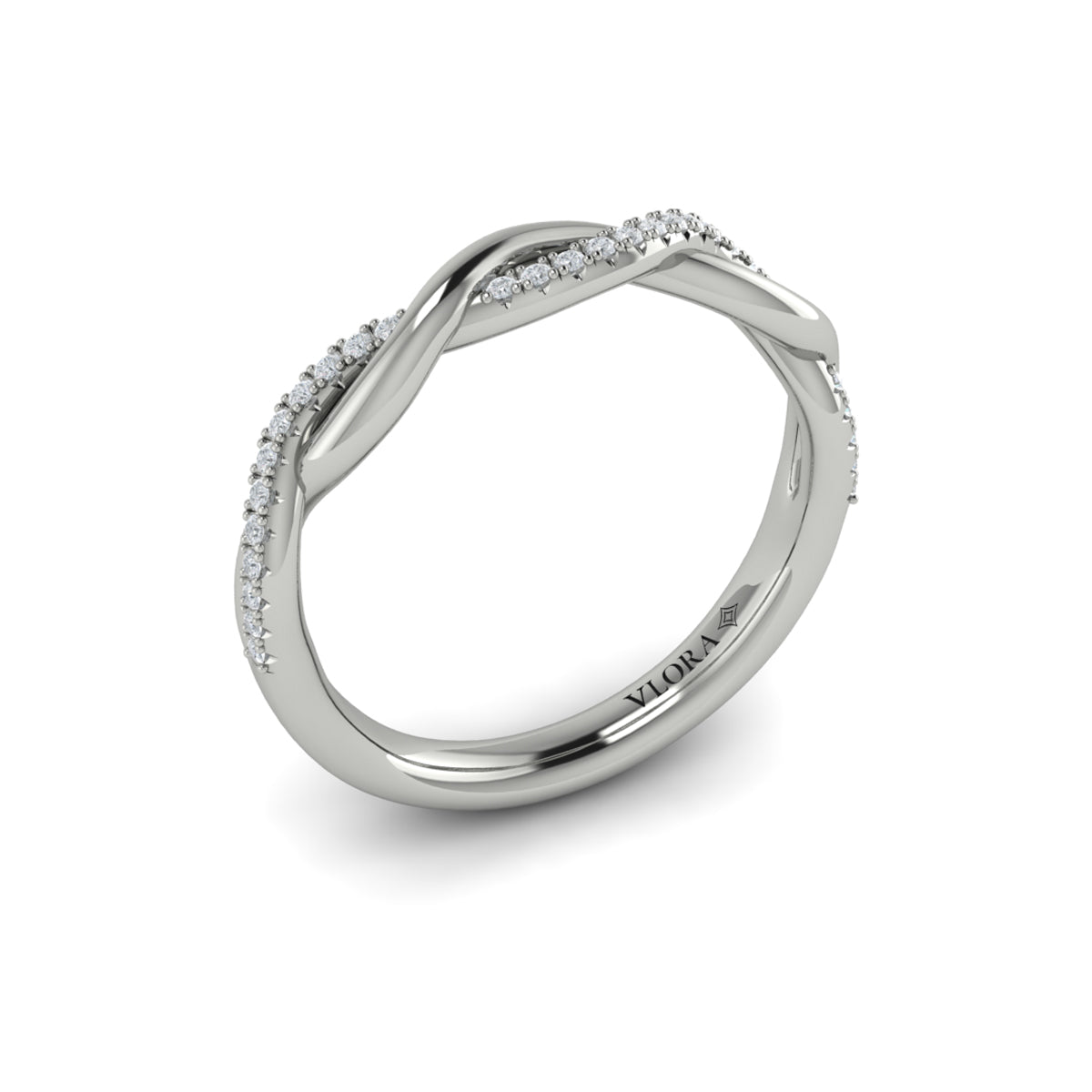 14K White Gold Diamond Stackable Wedding Band