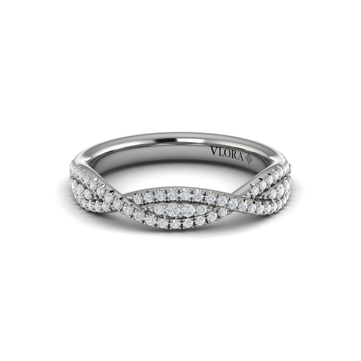 14K White Gold Diamond Stackable Wedding Band