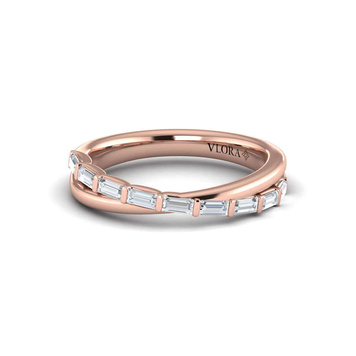 18kt Rose Gold Diamond Womens Stackable Wedding Band