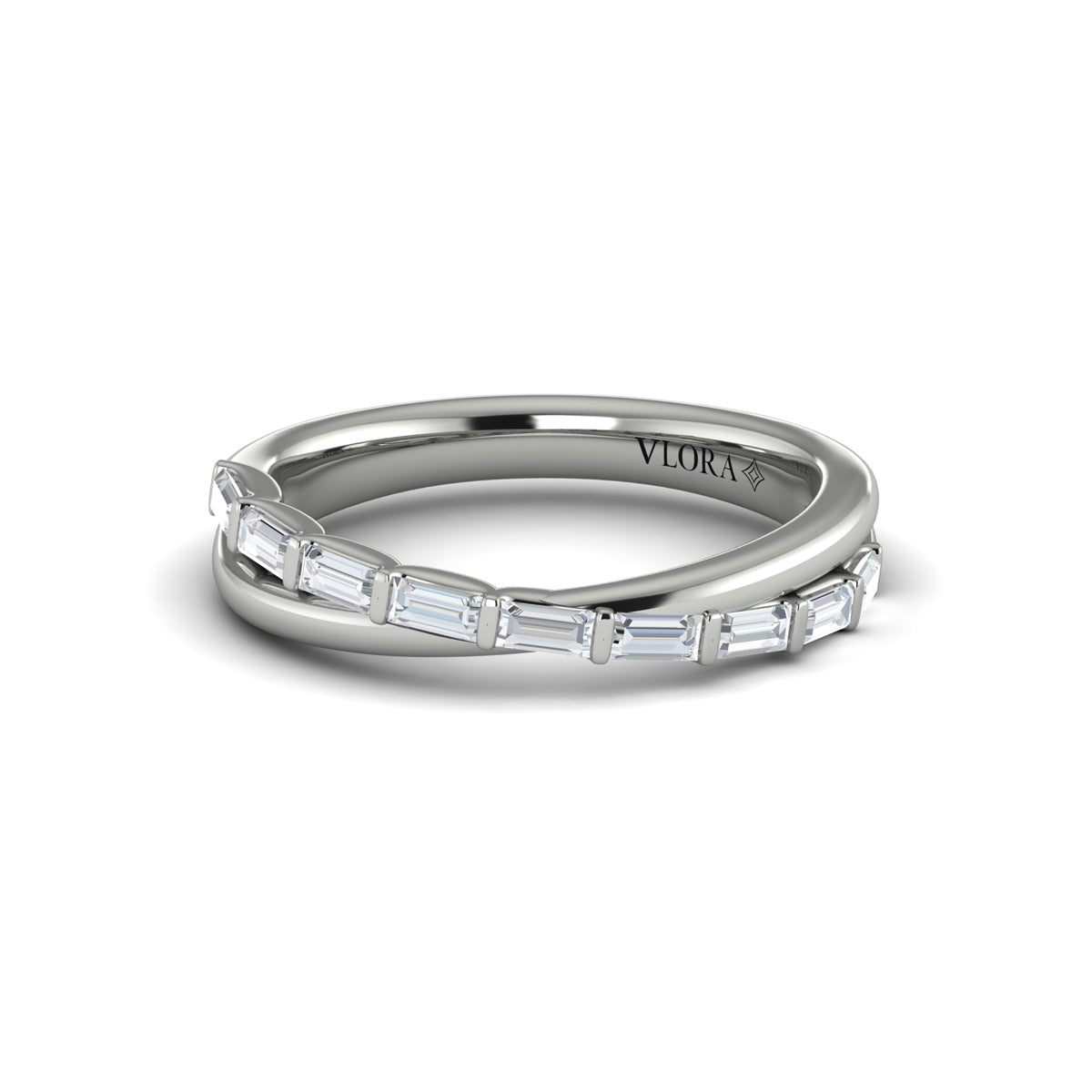 14K White Gold Diamond Stackable Wedding Band