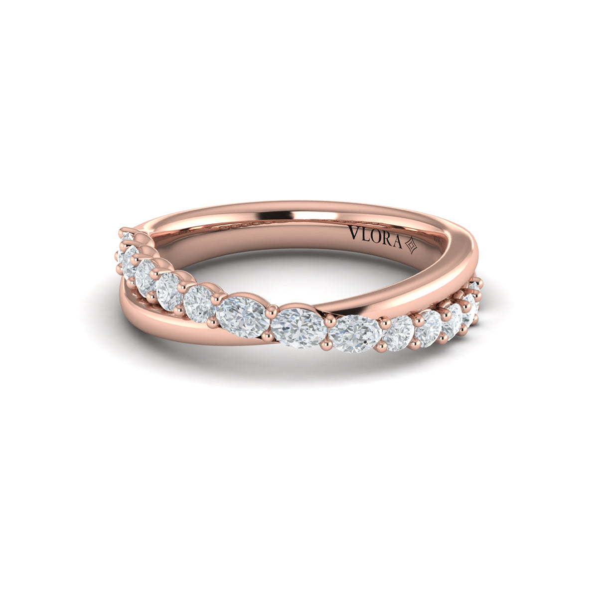 14kt Rose Gold Diamond Stackable Womens Wedding Band