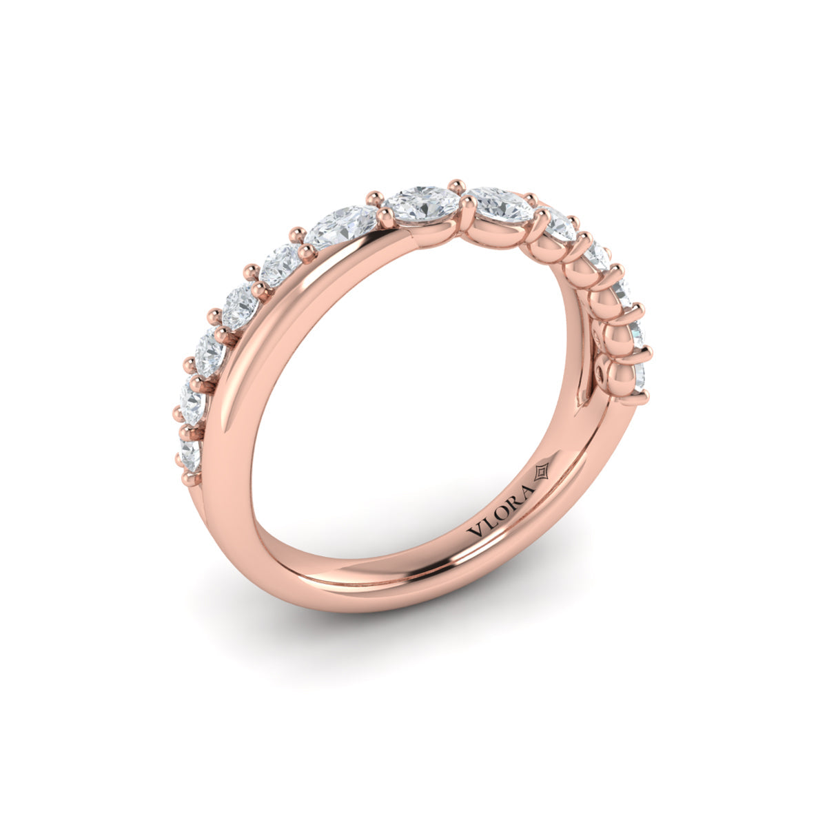 14kt Rose Gold Diamond Stackable Womens Wedding Band