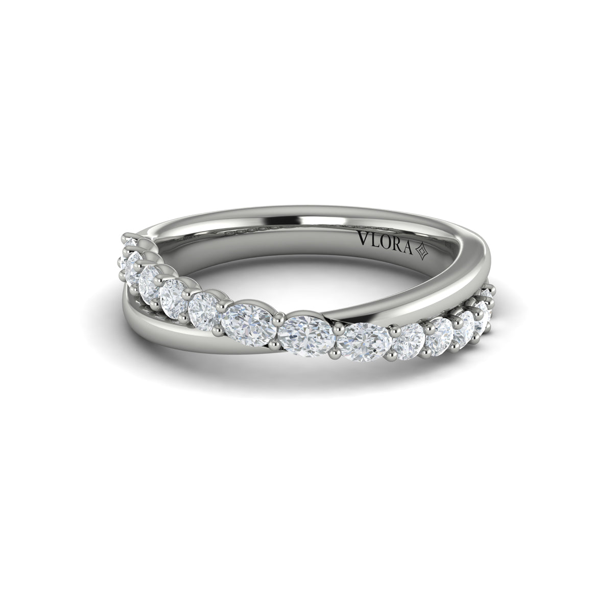 14K White Gold Diamond Stackable Wedding Band