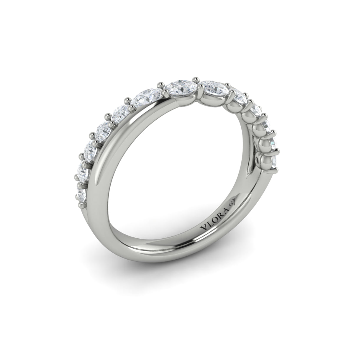 14K White Gold Diamond Stackable Wedding Band