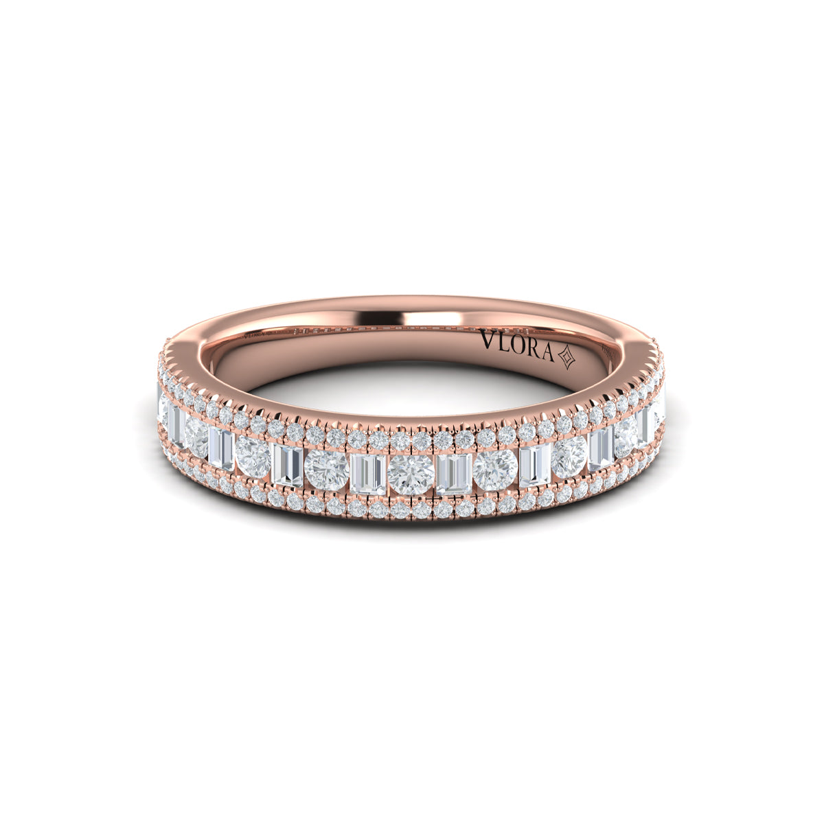 14kt Rose Gold Diamond Womens Stackable Wedding Band