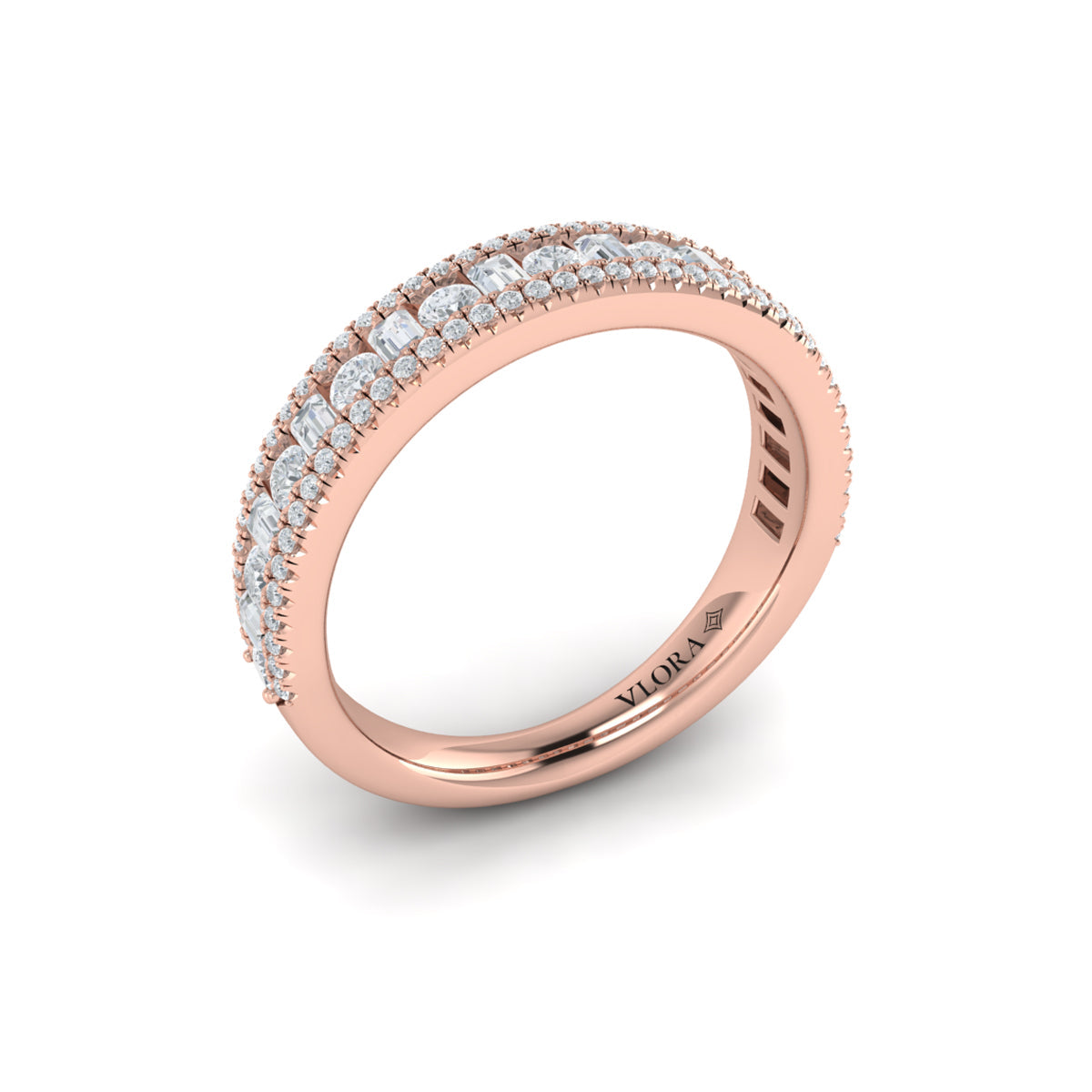 14kt Rose Gold Diamond Womens Stackable Wedding Band