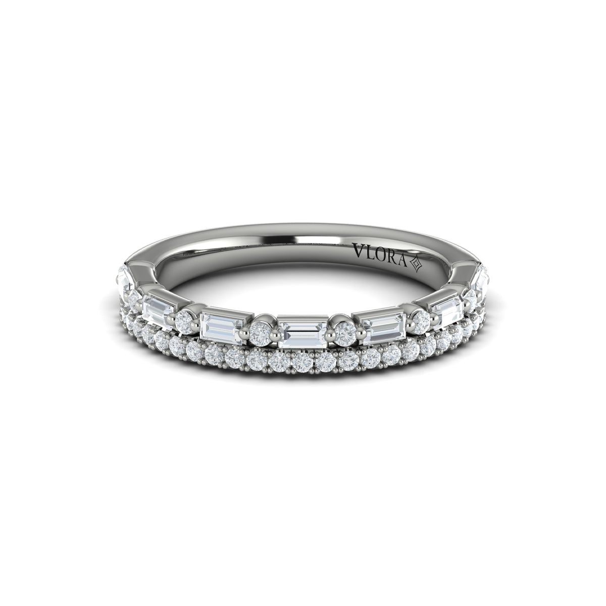 14K White Gold Diamond Stackable Wedding Band