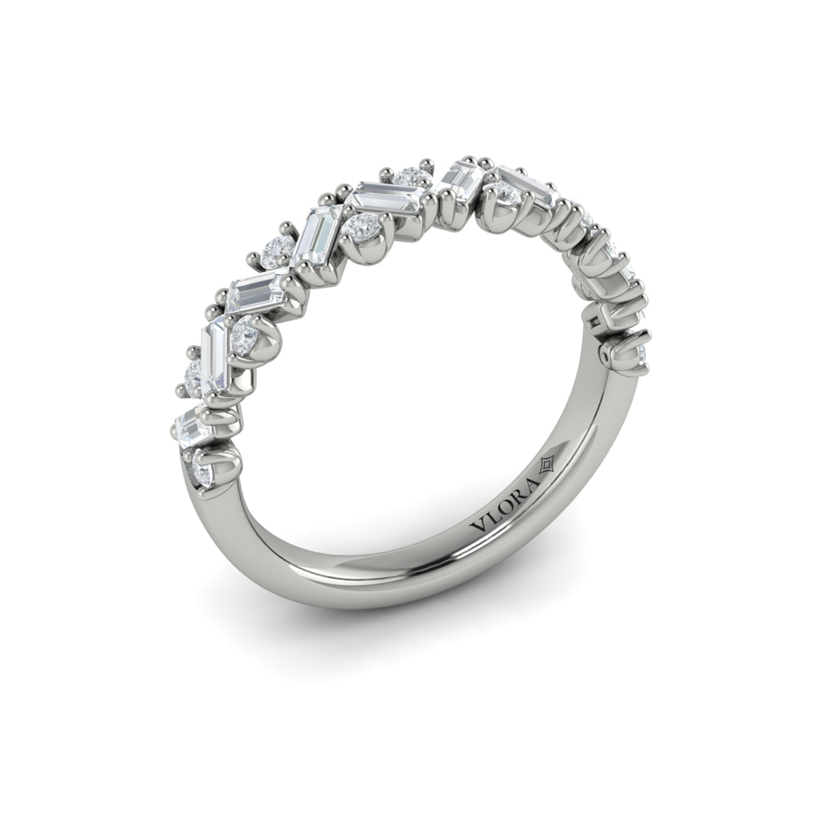 14K White Gold Diamond Stackable Wedding Band