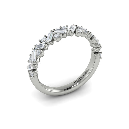 14K White Gold Diamond Stackable Wedding Band