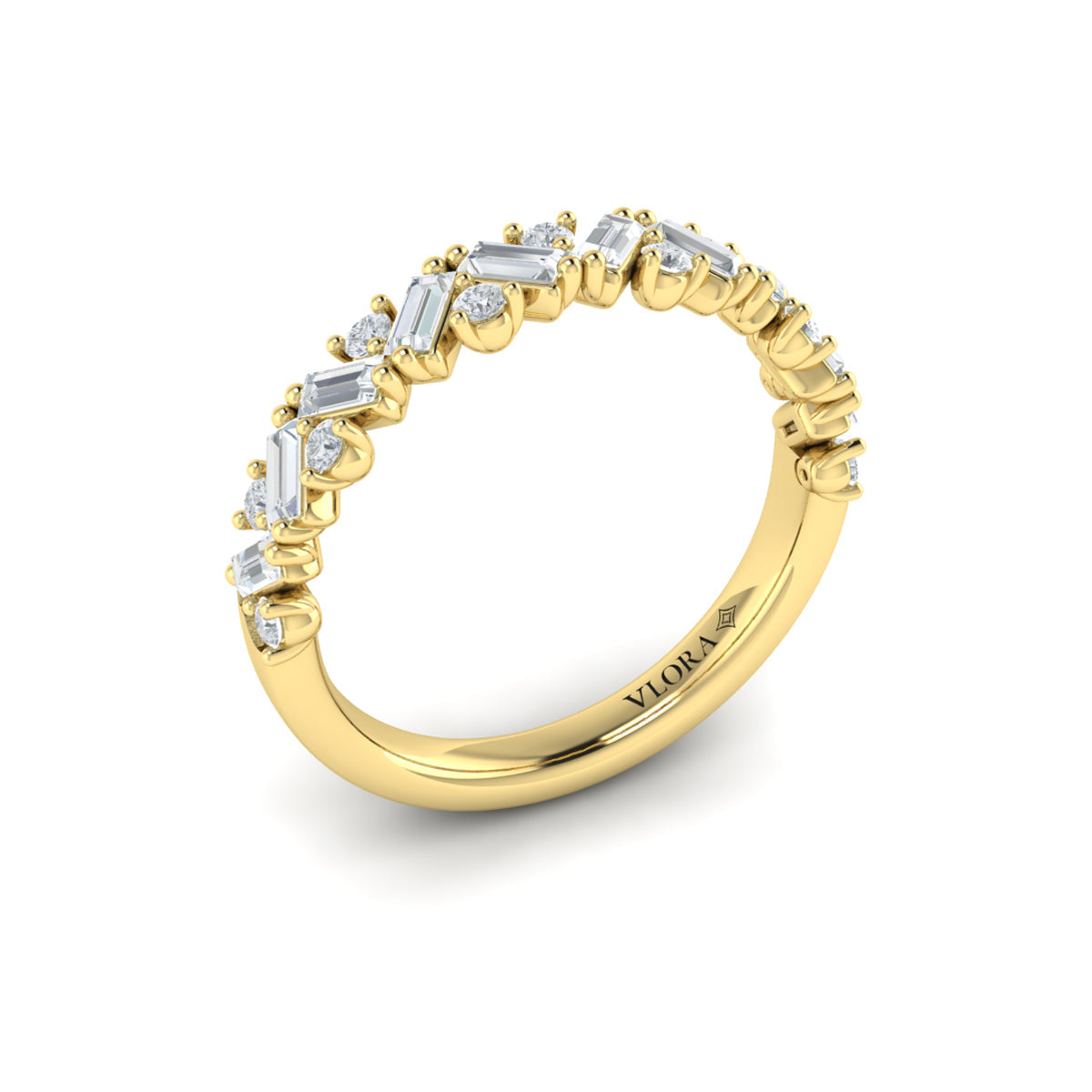 14kt Yellow Gold Diamond Womens Stackable Wedding Band