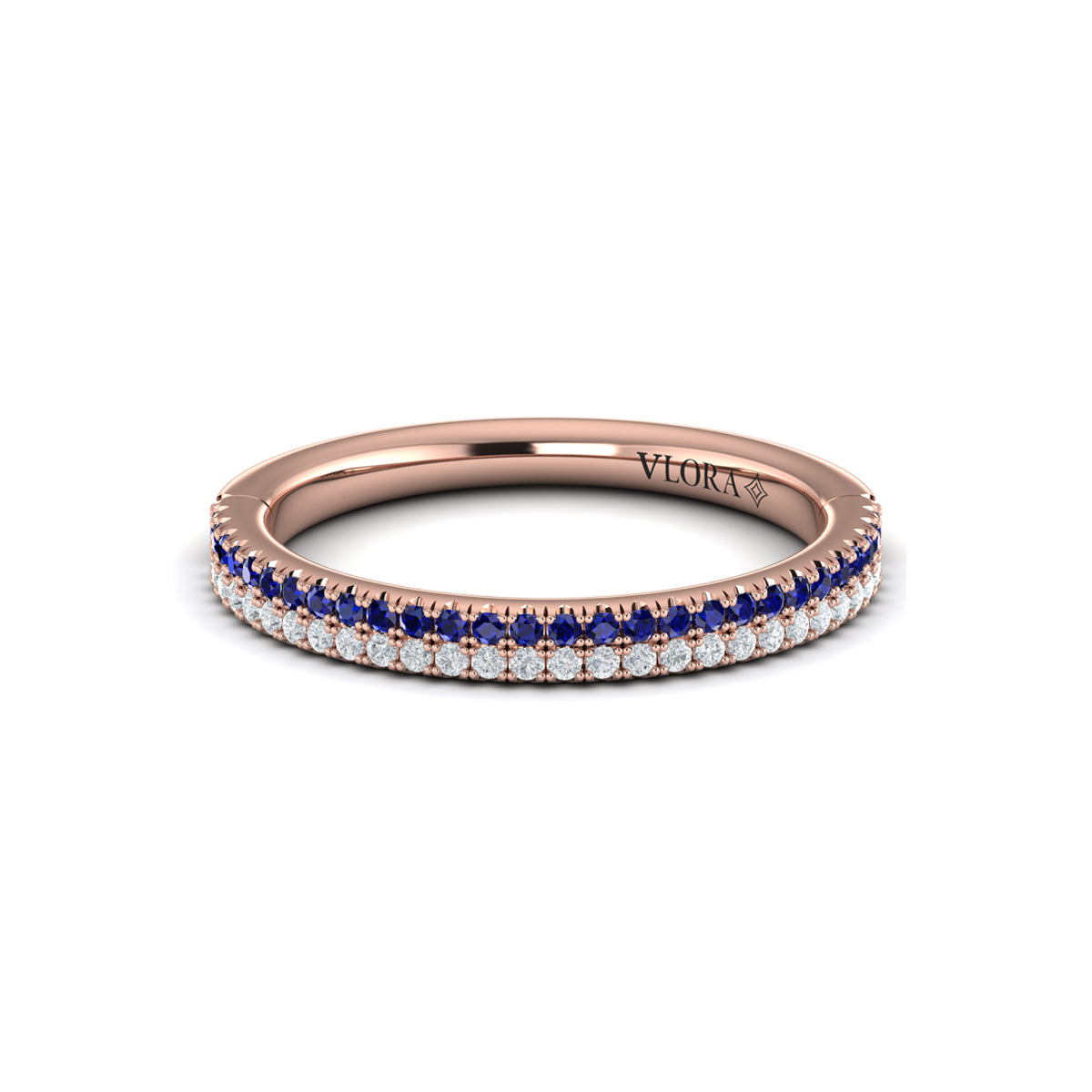 14kt Rose Gold Sapphire Womens Stackable Wedding Band