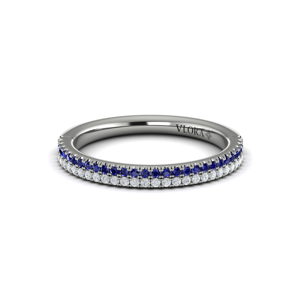 14K White Gold Sapphire Stackable Wedding Band