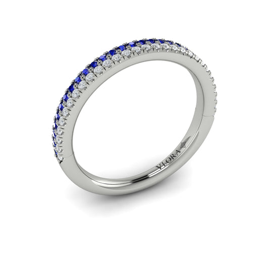 14K White Gold Sapphire Stackable Wedding Band