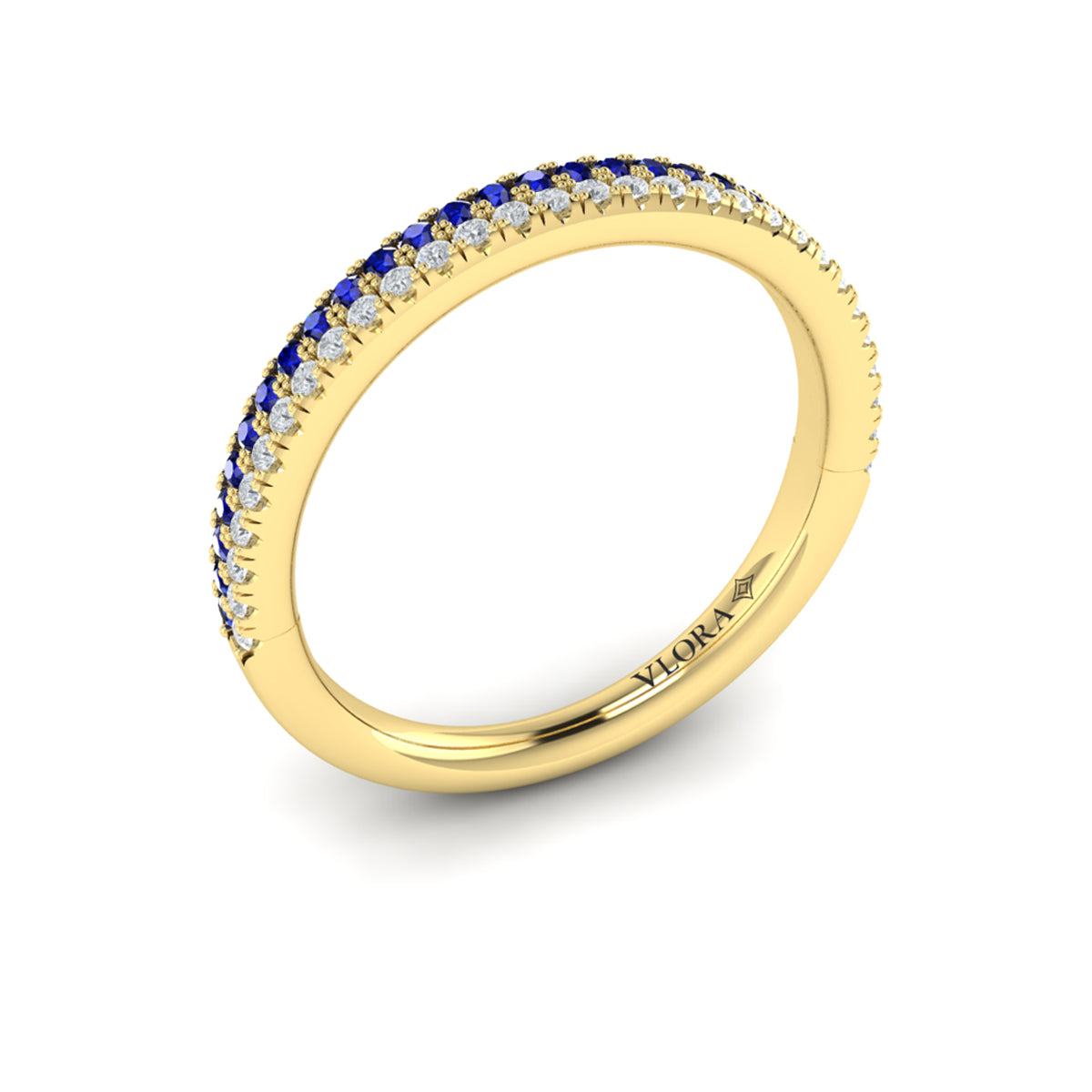 14kt Yellow Gold Sapphire Womens Stackable Wedding Band