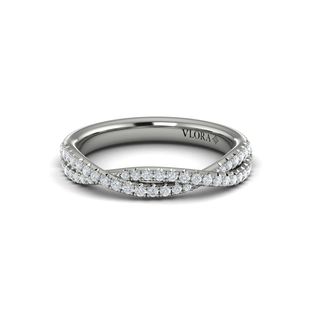 14K White Gold Diamond Stackable Wedding Band