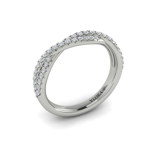 14K White Gold Diamond Stackable Wedding Band