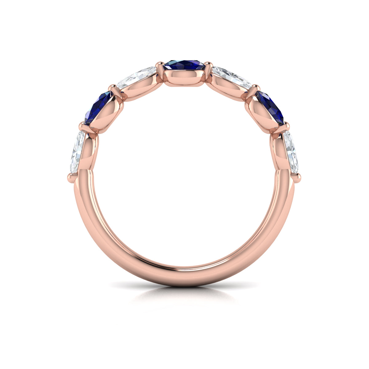 18kt Rose Gold Sapphire Womens Stackable Wedding Band