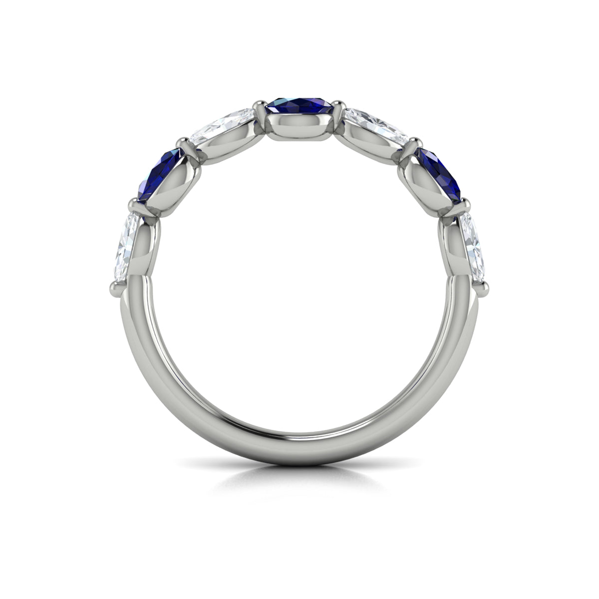 14K White Gold Sapphire Stackable Womens Wedding Band