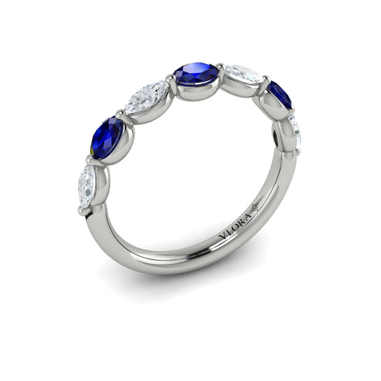 14K White Gold Sapphire Stackable Womens Wedding Band