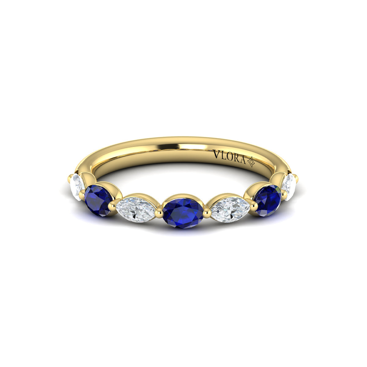 14kt Yellow Gold Sapphire Womens Stackable Wedding Band