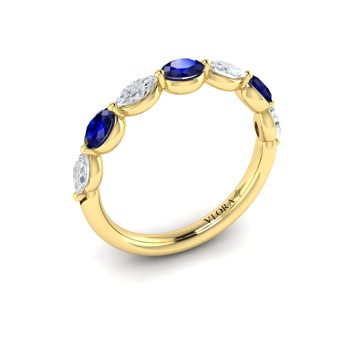 14kt Yellow Gold Sapphire Womens Stackable Wedding Band