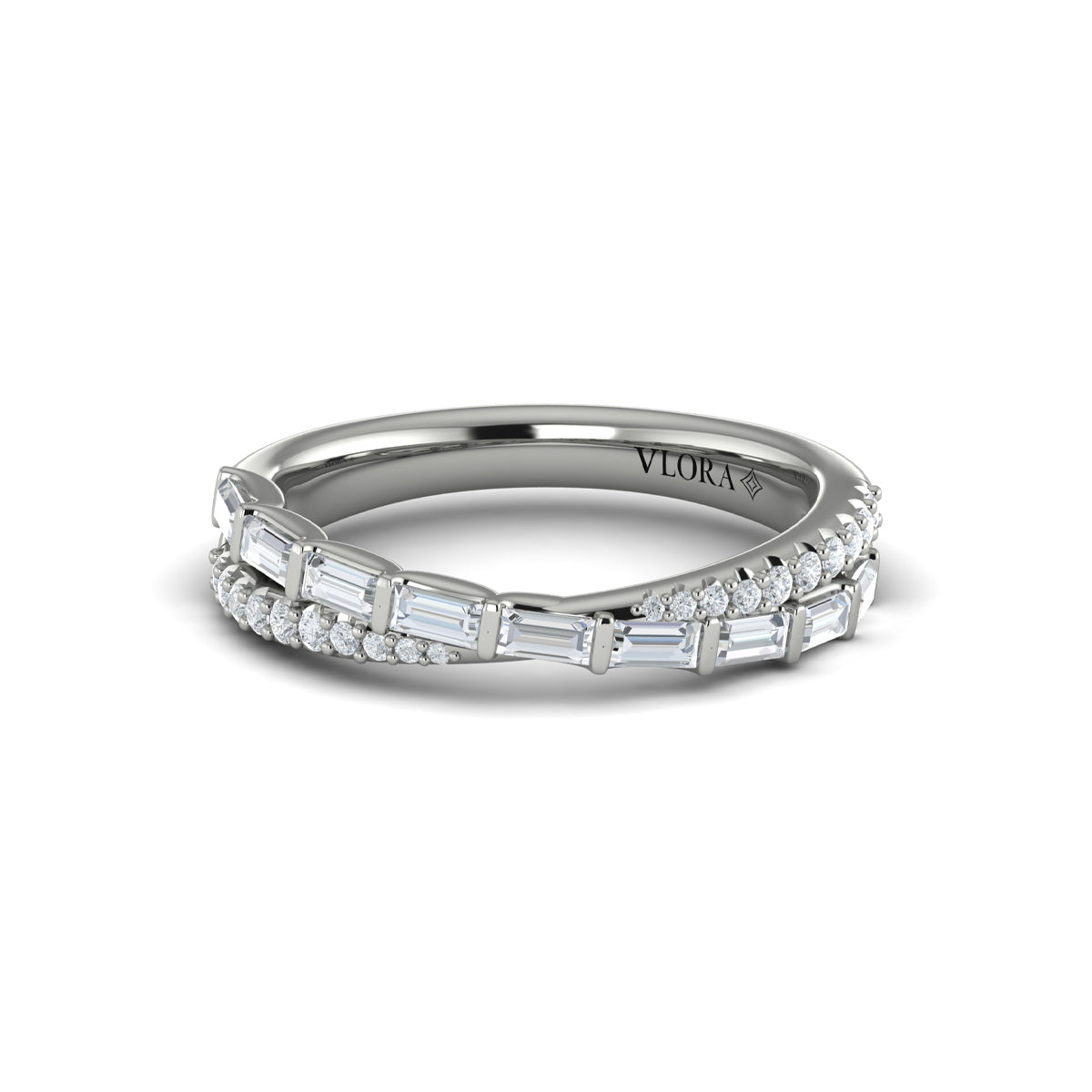 14K White Gold Diamond Stackable Wedding Band