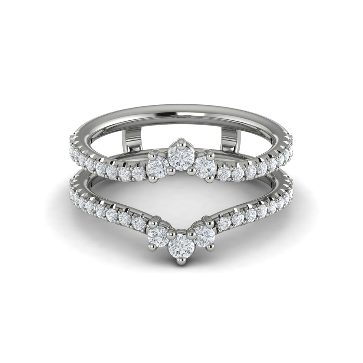 14K White Gold Diamond Womens Wedding Band Enhancer
