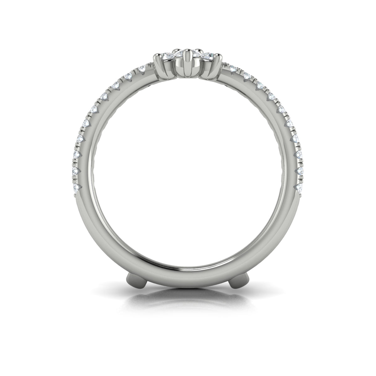 14K White Gold Diamond Womens Wedding Band Enhancer