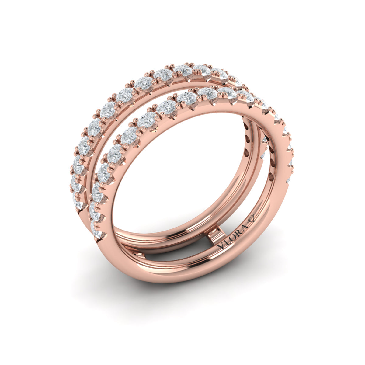 18kt Rose Gold Diamond Wedding Band Ring Enhancer