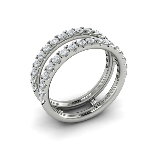 14K White Gold Diamond Womens Wedding Band Enhancer