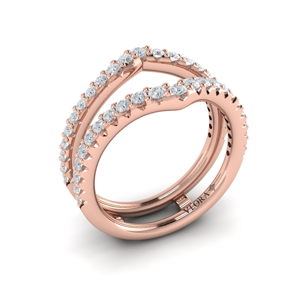 18kt Rose Gold Diamond Wedding Band Ring Enhancer