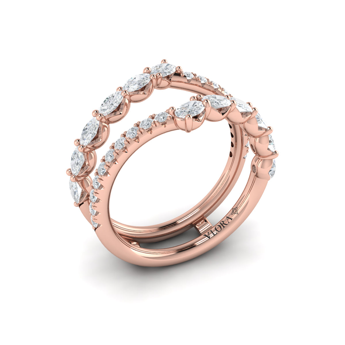 14kt Rose Gold Diamond Womens Wedding Band Enhancer