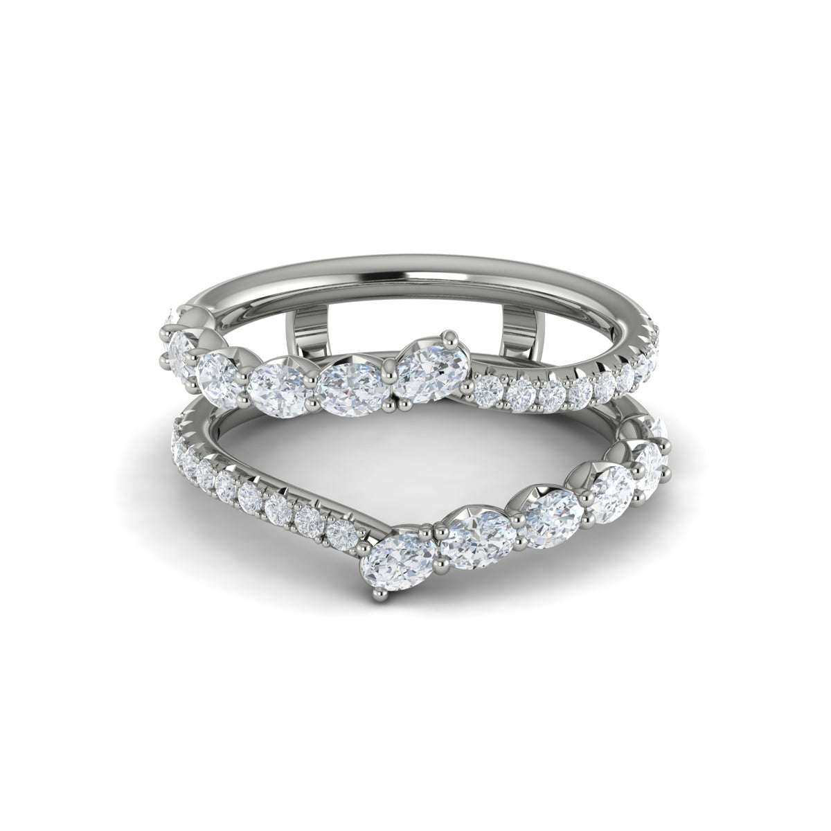 14K White Gold Diamond Womens Wedding Band Enhancer