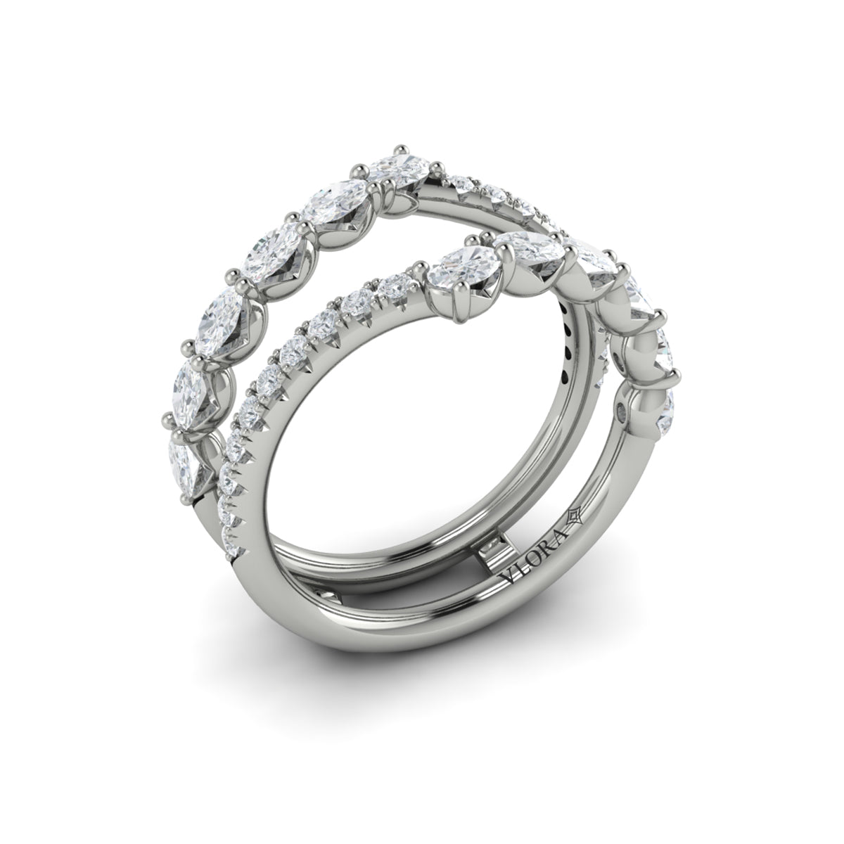 14K White Gold Diamond Womens Wedding Band Enhancer
