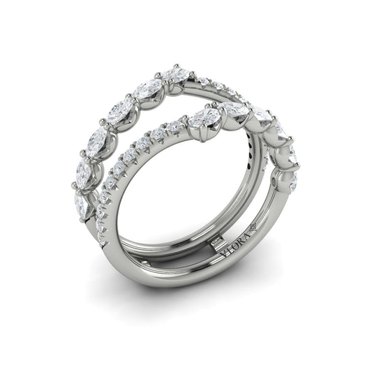 14K White Gold Diamond Womens Wedding Band Enhancer