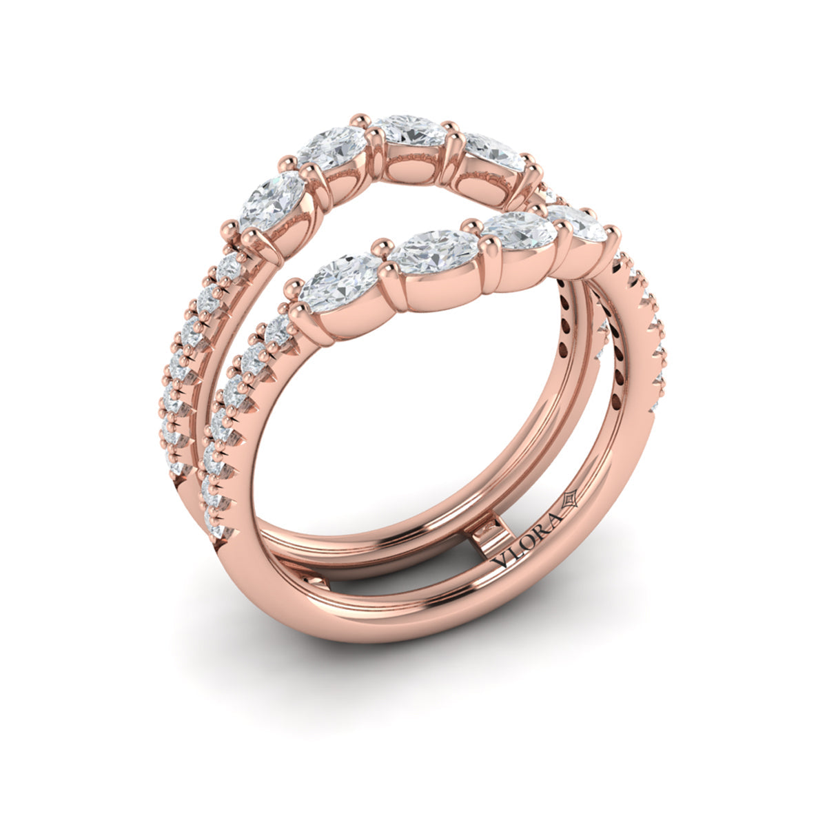 14kt Rose Gold Diamond Womens Wedding Band Enhancer