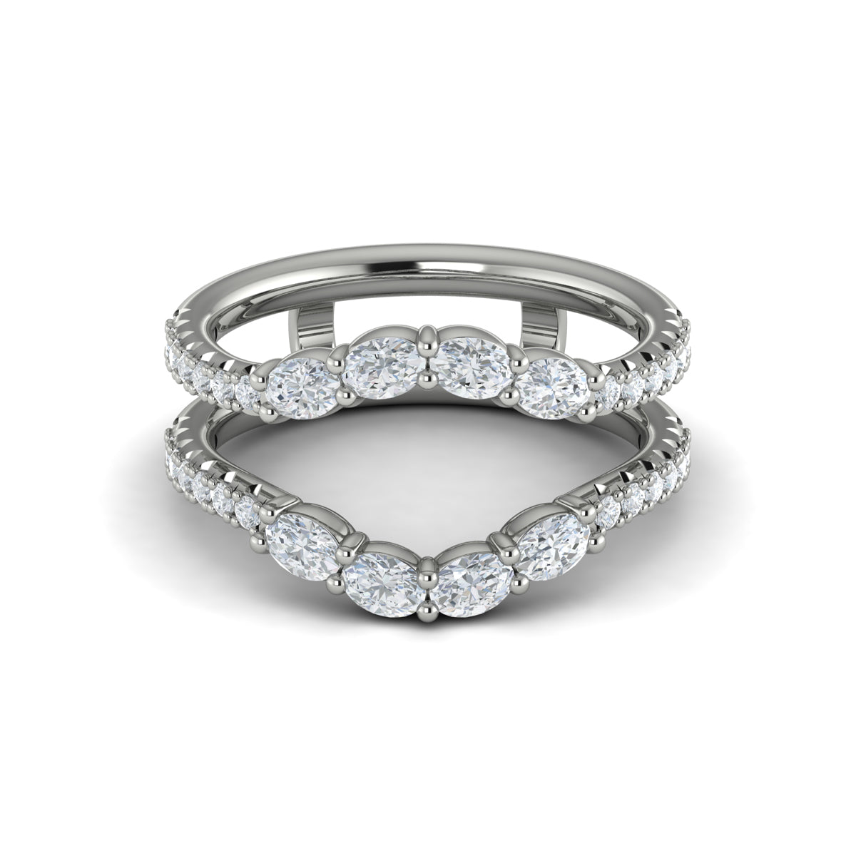 14K White Gold Diamond Womens Wedding Band Enhancer