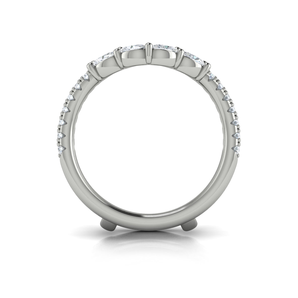 14K White Gold Diamond Womens Wedding Band Enhancer