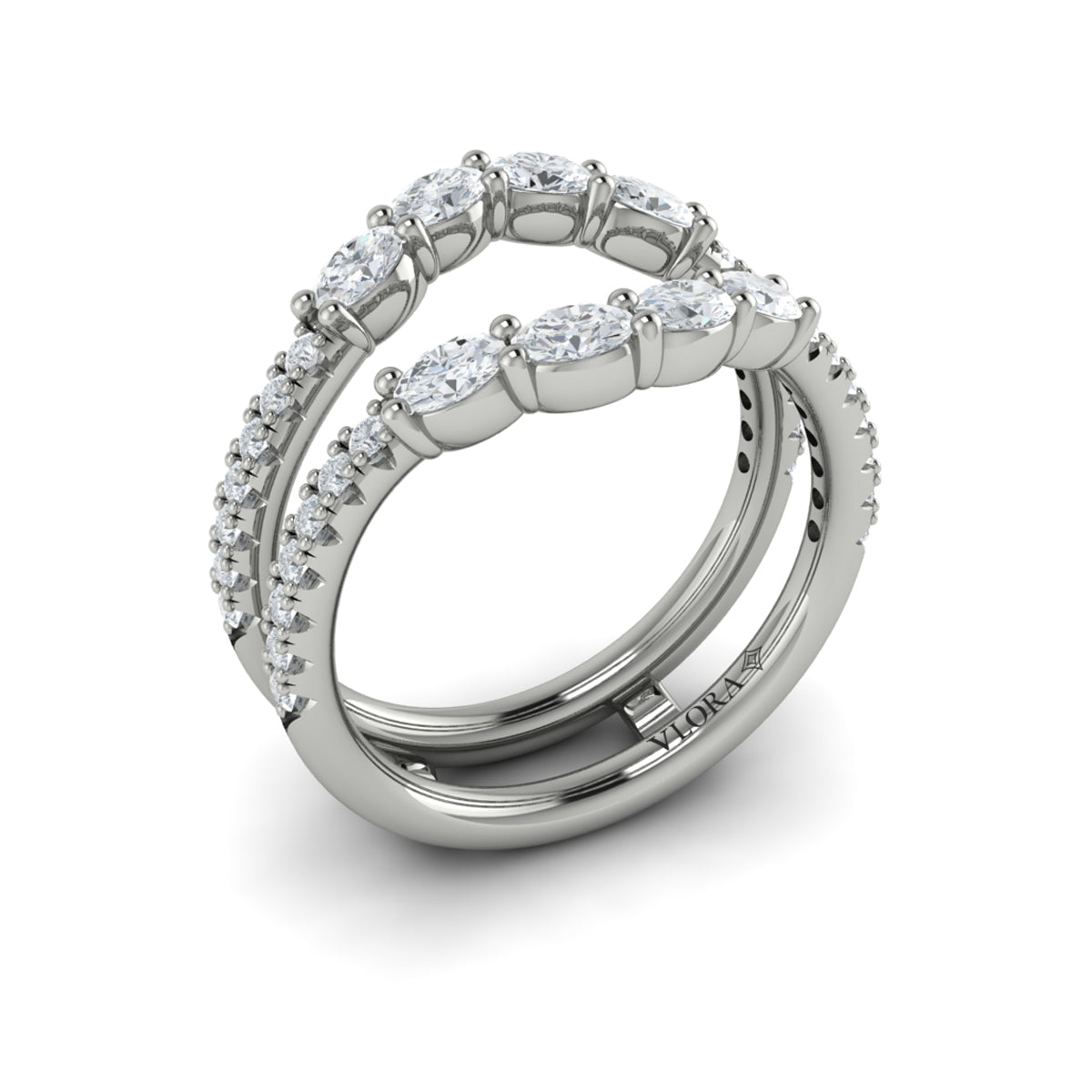 14K White Gold Diamond Womens Wedding Band Enhancer