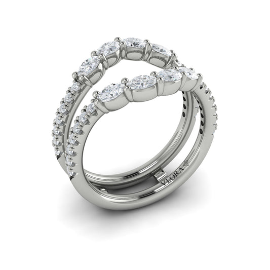 14K White Gold Diamond Womens Wedding Band Enhancer