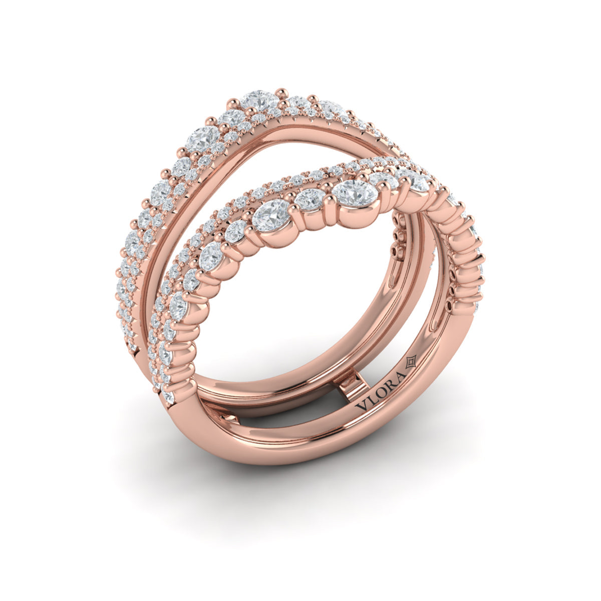 14kt Rose Gold Diamond Womens Wedding Band Enhancer