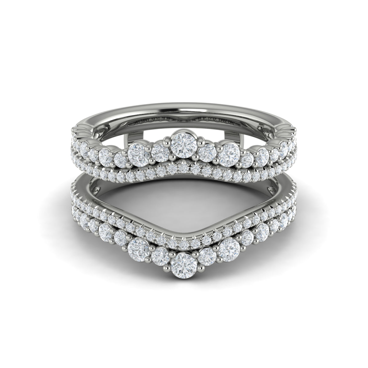 14K White Gold Diamond Womens Wedding Band Enhancer