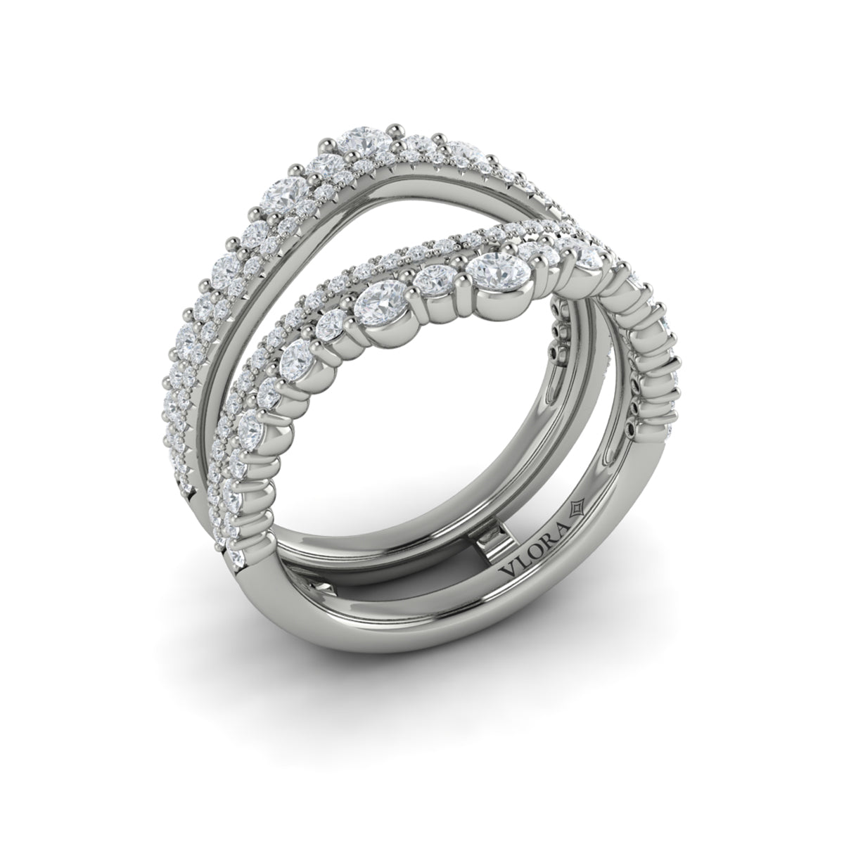 14K White Gold Diamond Womens Wedding Band Enhancer